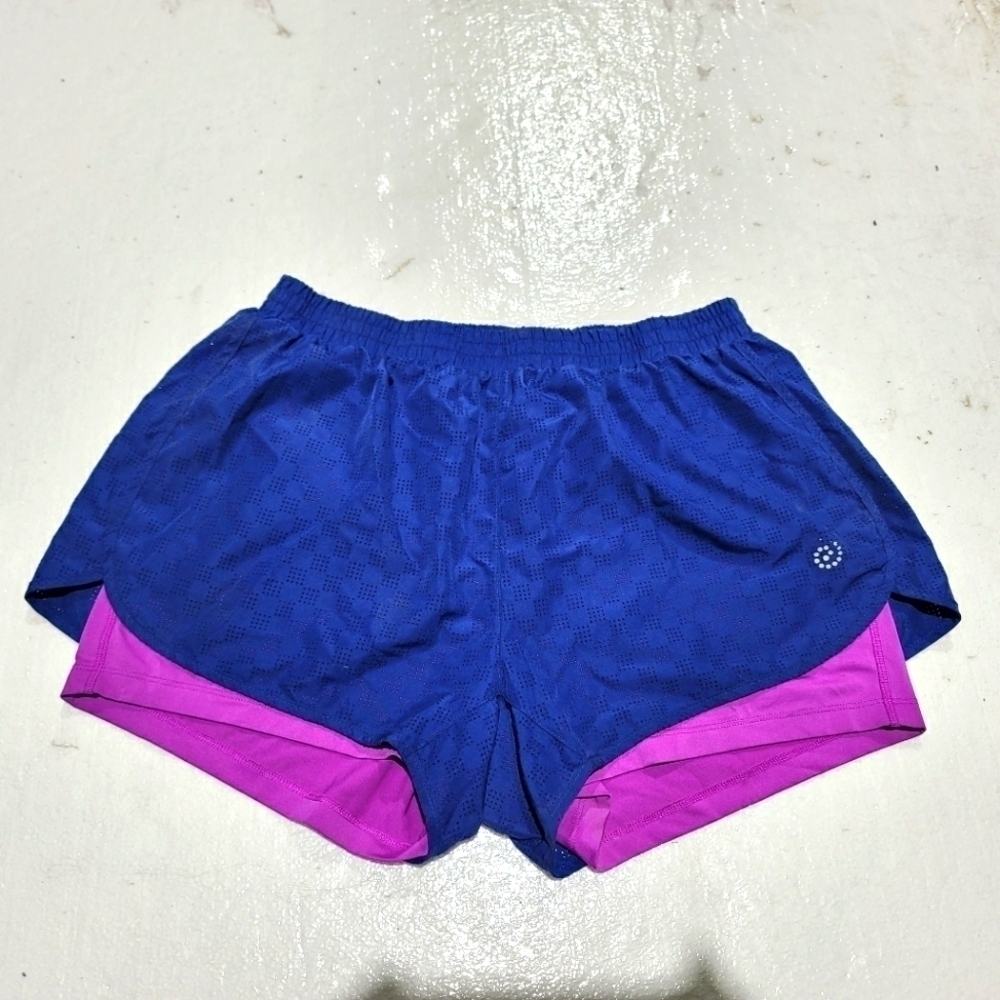 be Inspired Activewear Women's Shorts W/ Inner Panty Navy Purple Pink Sz L
